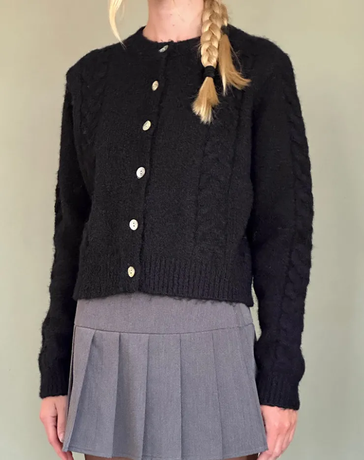 Women Motel Rocks Cardigans | Abelia Cable Knit Cardigan in Black