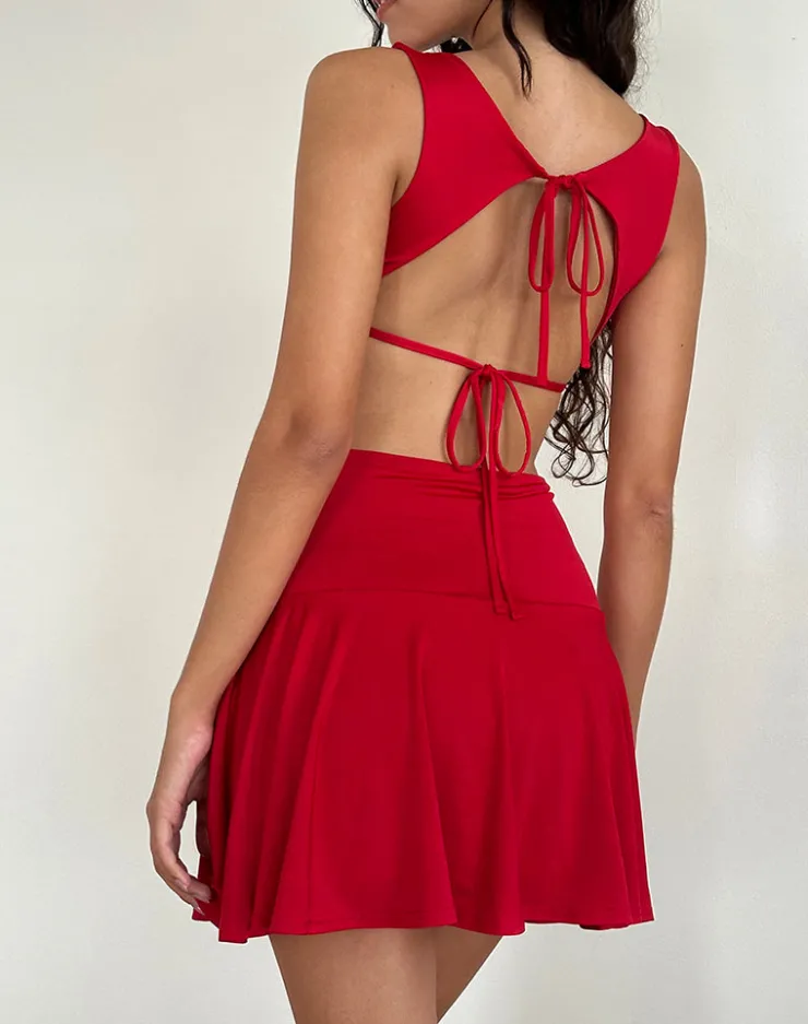 Women Motel Rocks Mini Dresses | Abreille Open Back Mini Dress in Slinky Red