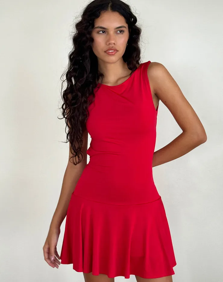 Women Motel Rocks Mini Dresses | Abreille Open Back Mini Dress in Slinky Red