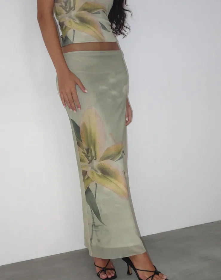 Women Motel Rocks Maxi Skirts | Acacia Maxi Skirt in Yellow Lily Print