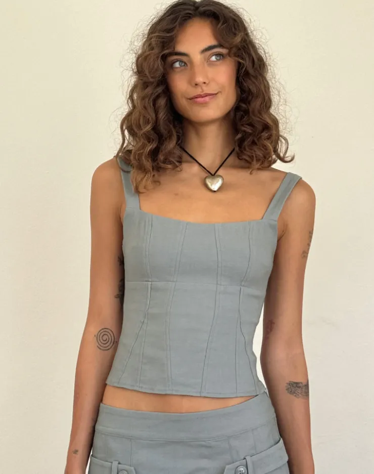 Women Motel Rocks Basics | Co-ords | Ailsa Tie Back Top in Grey