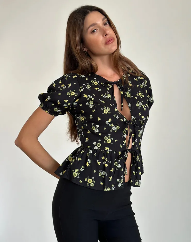 Women Motel Rocks Shirts And Blouses | Ajasi Blouse in Lemon and Lime Black