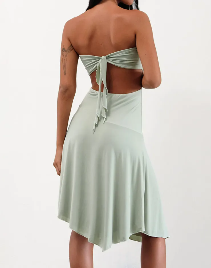 Women Motel Rocks Bandeau Dresses | Party Dresses | Akira Bandeau Midi Dress in Slinky Sage