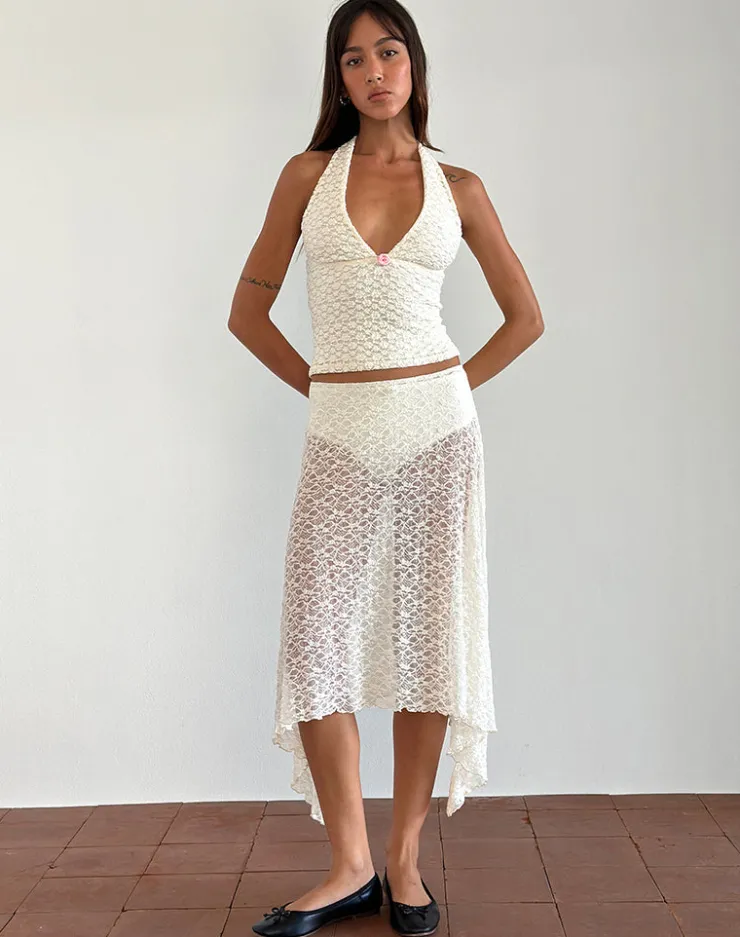 Women Motel Rocks Halterneck Tops | Lace Tops | Aksa Top in Canina Lace Ivory