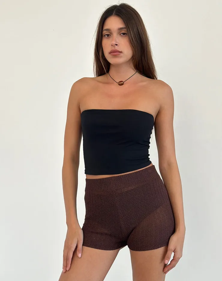 Women Motel Rocks Micro Shorts | LOUNGEWEAR | Alina Micro Short in Wide Rib Knit Brown