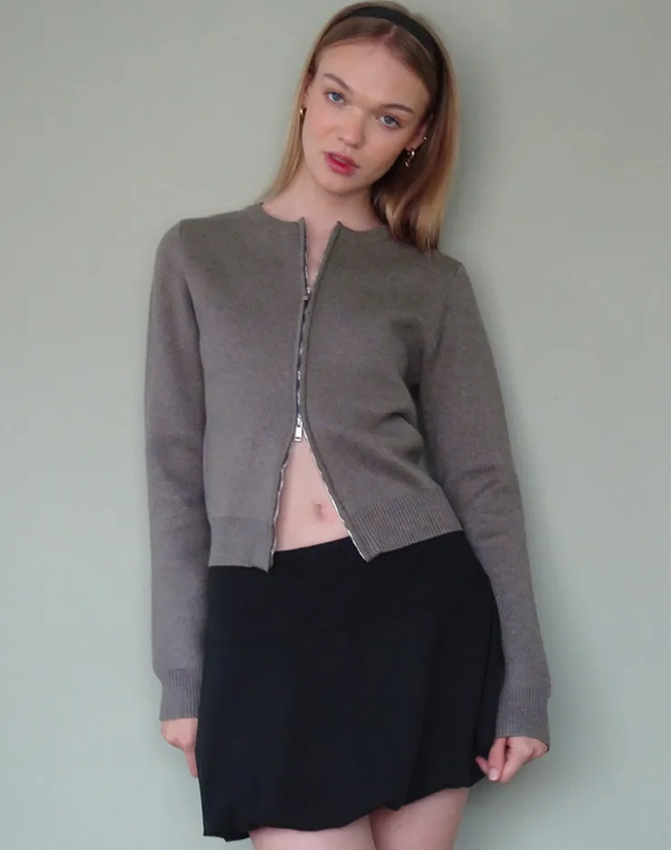 Women Motel Rocks Cardigans | Alniyat Long Sleeve Cardi in Charcoal Grey