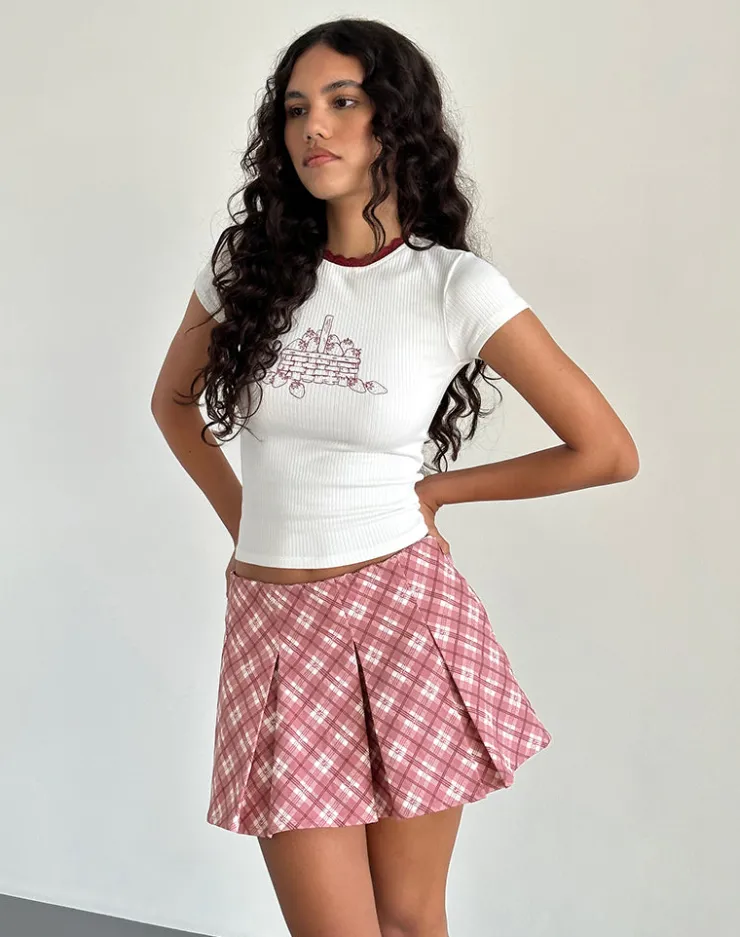 Women Motel Rocks Co-ords | Pleated Skirts | Alula Pleated Mini Skirt in Pink Tartan