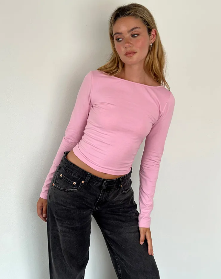 Women Motel Rocks Basics | Basic Tops | Amabon Long Sleeve Top in Flamingo Pink