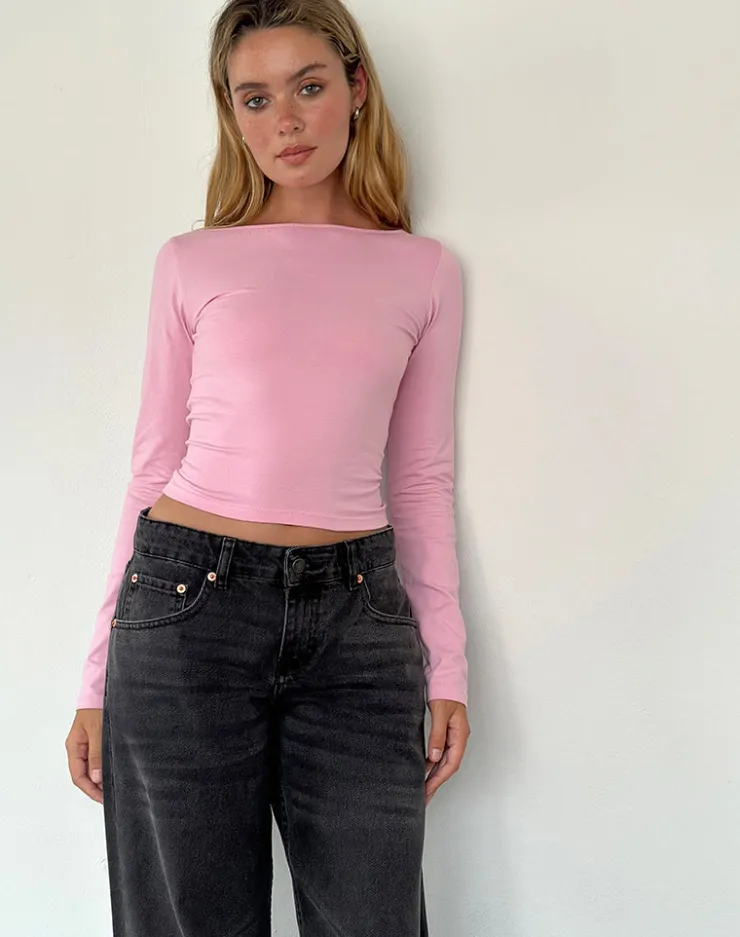 Women Motel Rocks Basics | Basic Tops | Amabon Long Sleeve Top in Flamingo Pink