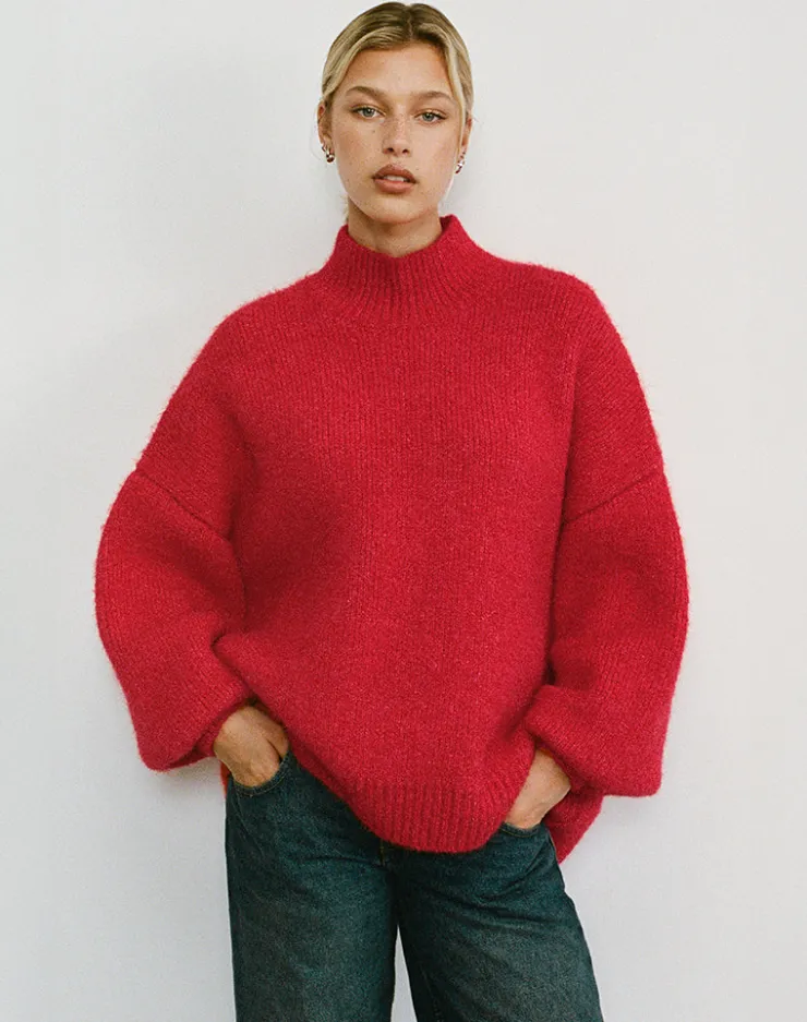 Women Motel Rocks Jumpers | Amato Oversized Jumper in Red