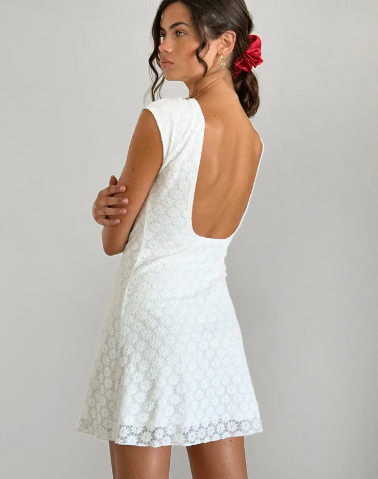 Women Motel Rocks Basics | Day Dresses | Ambu Mini Dress in Floral Lace Ivory