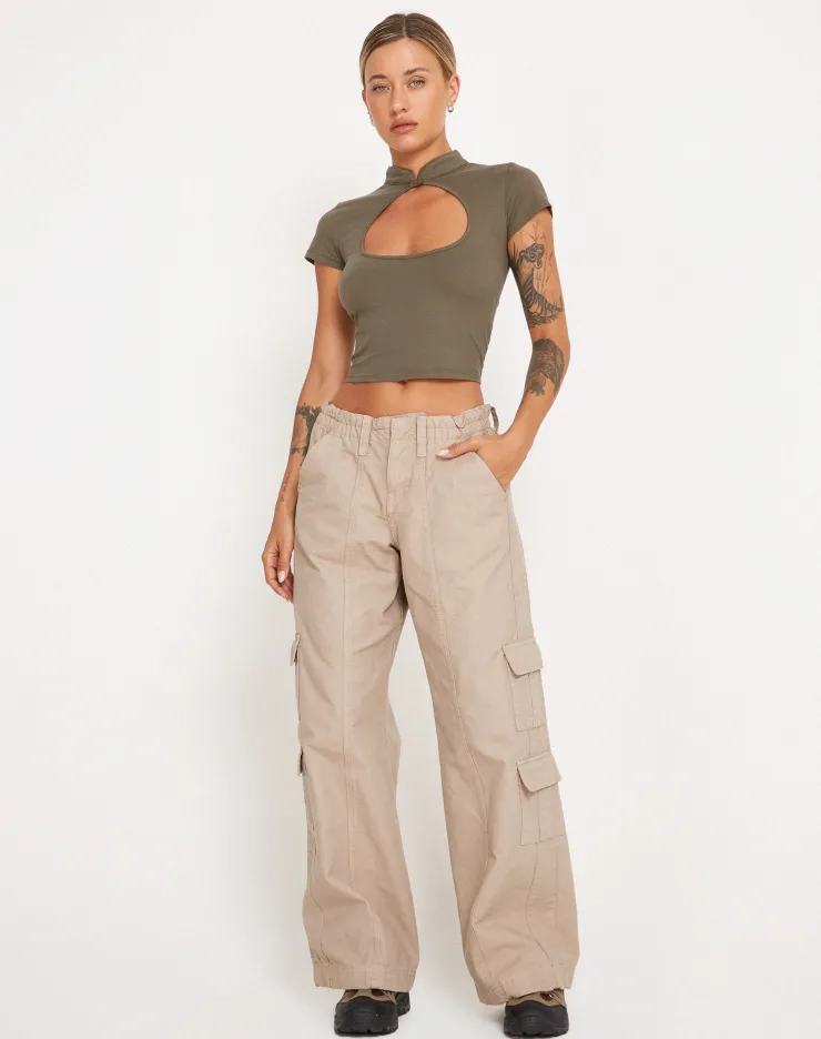 Women Motel Rocks Vest Tops | Anelis Crop Top in Tarmac Green