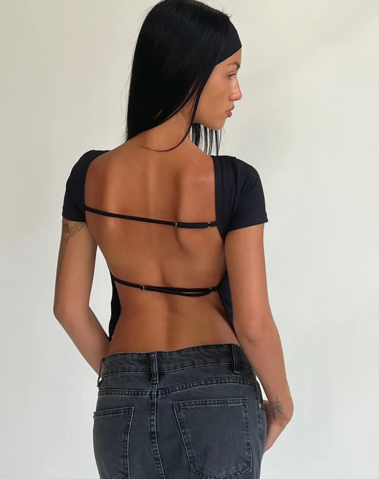 Women Motel Rocks Basics | Anita Open Back Top in Black