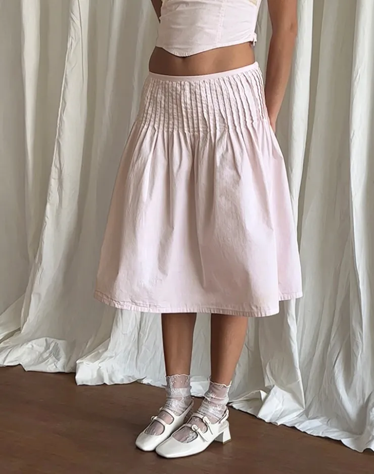 Women Motel Rocks Co-ords | A Line Skirts | Asada Midi Skirt in Light Pink