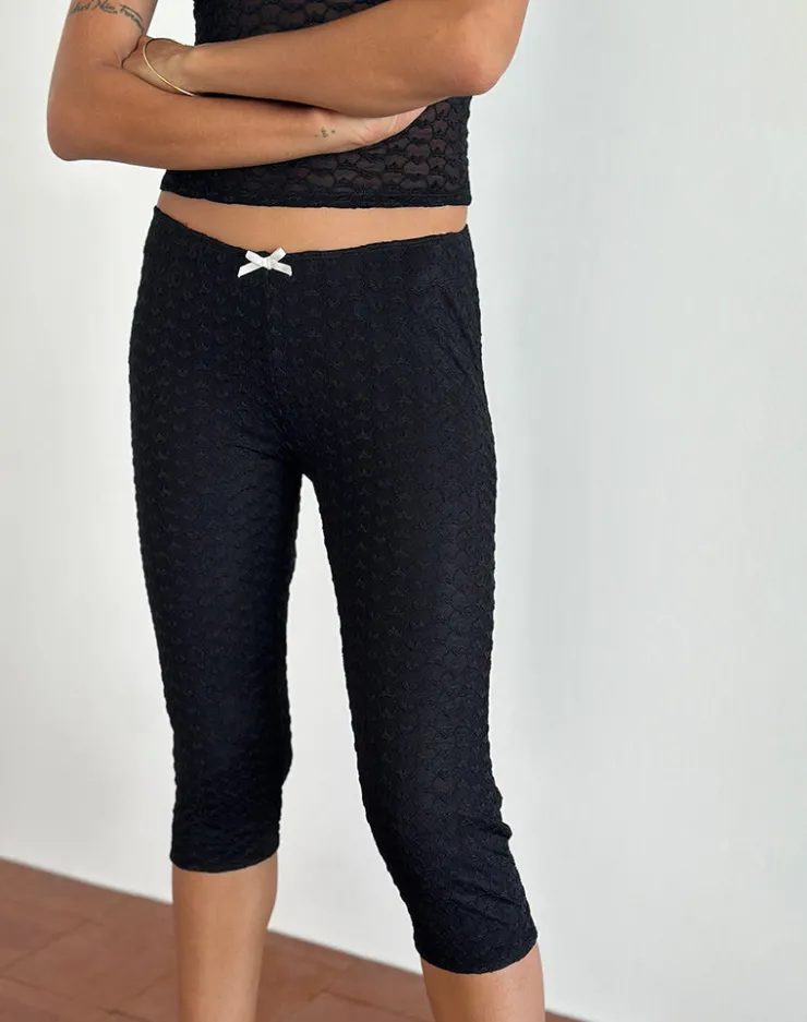 Women Motel Rocks Co-ords | Asih Capri Trousers in Black Heart Lace