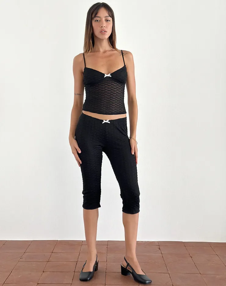 Women Motel Rocks Co-ords | Asih Capri Trousers in Black Heart Lace