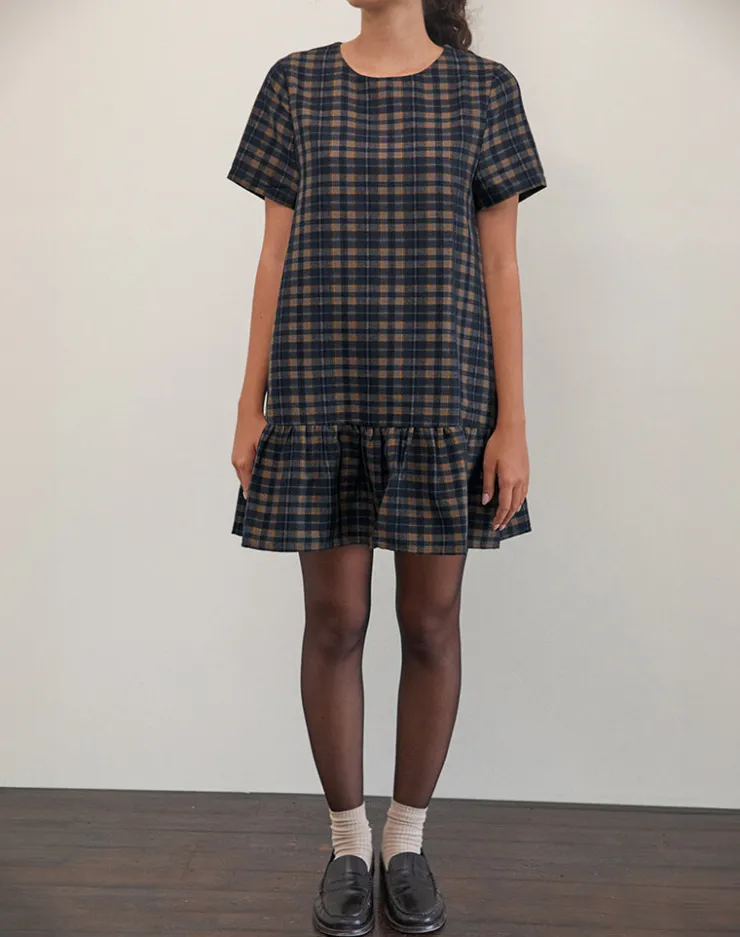 Women Motel Rocks Day Dresses | Mini Dresses | Asterin Mini Smock Dress in Navy Mustard Check