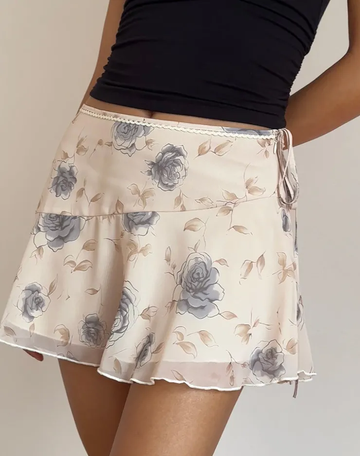 Women Motel Rocks Co-ords | Printed Skirts | Athalia Mini Skirt in Wild Rose Blue