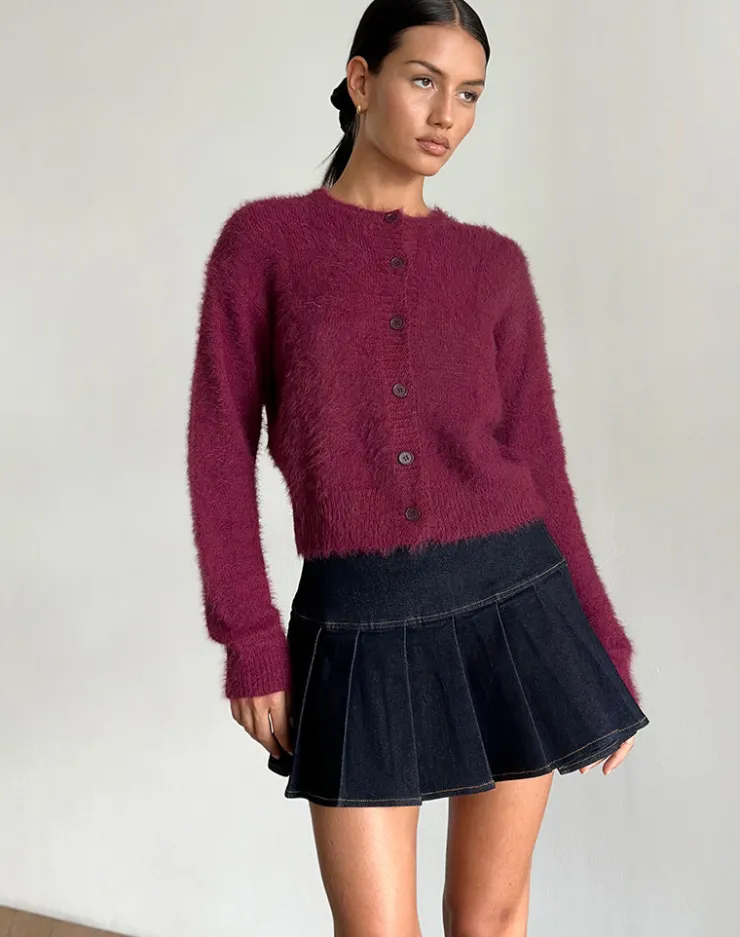 Women Motel Rocks Cardigans | Audrina Cardigan in Fluffy Burgundy