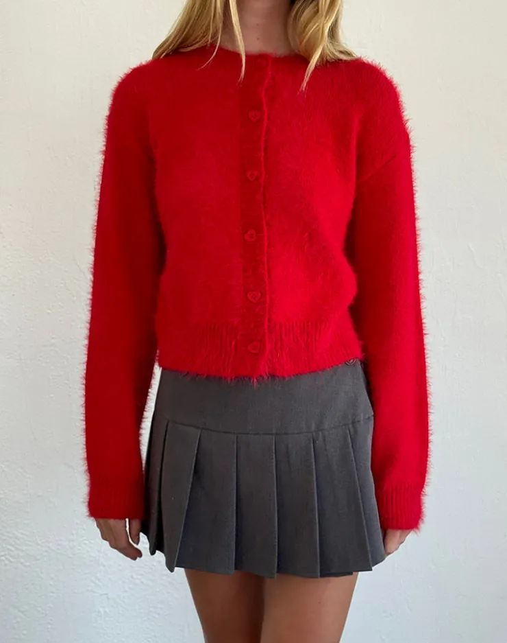 Women Motel Rocks Cardigans | Audrina Cardigan in Fluffy Red