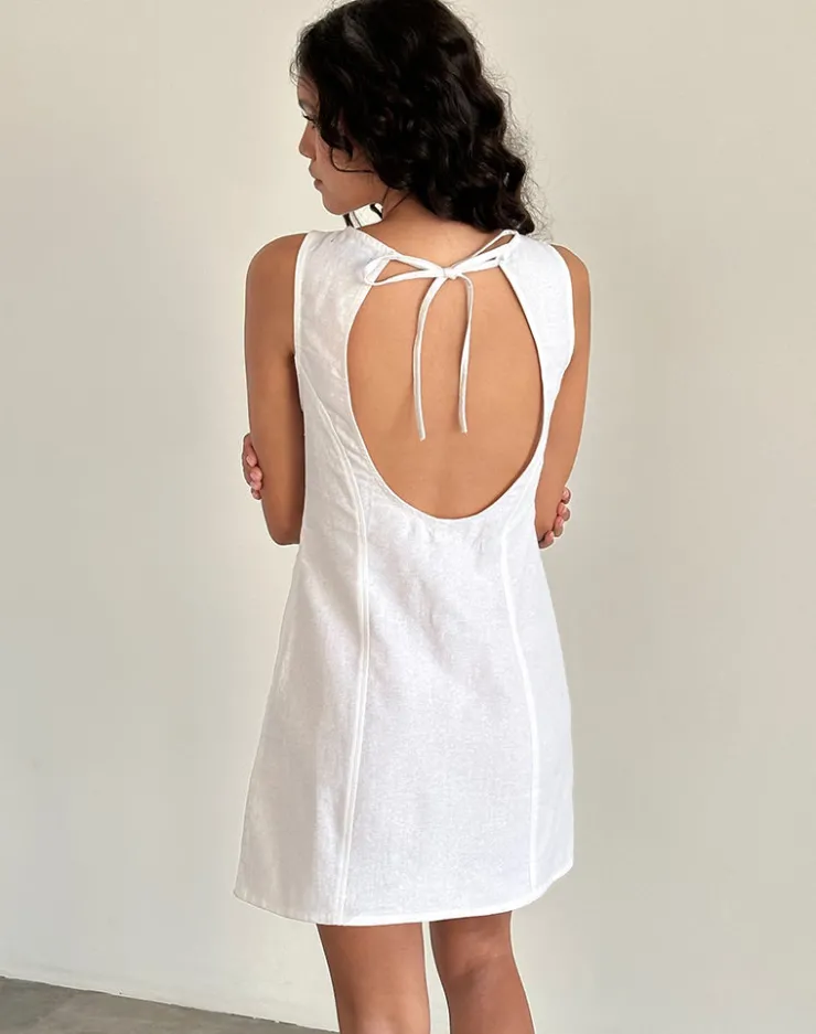 Women Motel Rocks Day Dresses | Mini Dresses | Ayana Open Back Mini Dress in Off White Linen