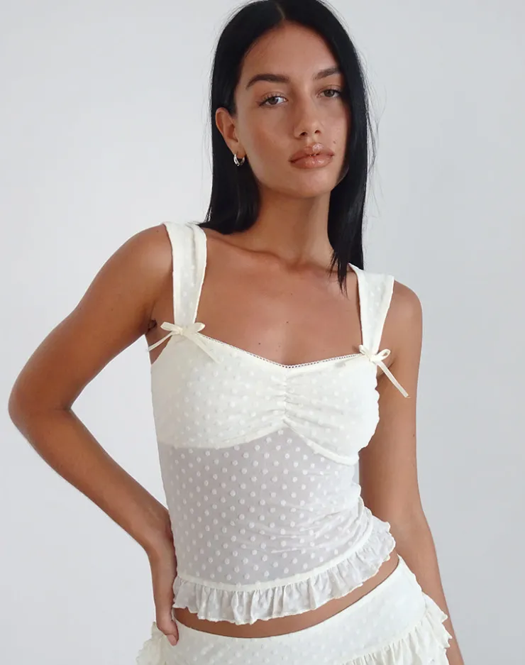 Women Motel Rocks Co-ords | Printed Tops | Bartila Top in Ivory Polka Flock