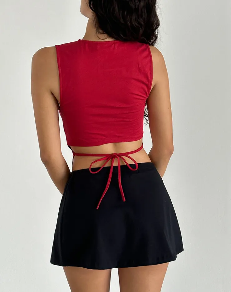 Women Motel Rocks Basics | Basic Tops | Baruna Tie Back Basic Top in Adrenaline Red