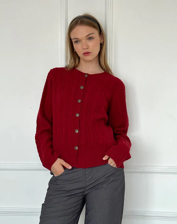 Women Motel Rocks Cardigans | Bavana Cardigan in Deep Red