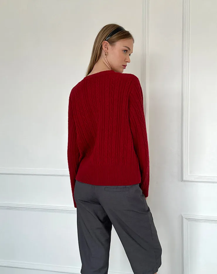 Women Motel Rocks Cardigans | Bavana Cardigan in Deep Red