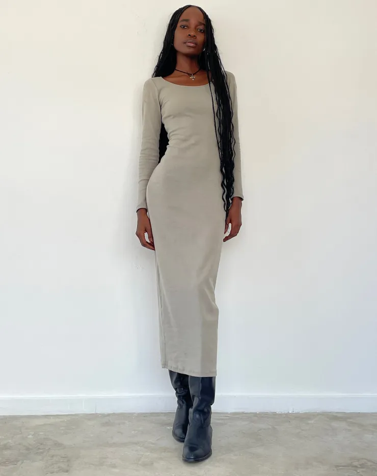 Women Motel Rocks Day Dresses | Bodycon Dresses | Belila Long Sleeve Maxi Dress in Sage Grey