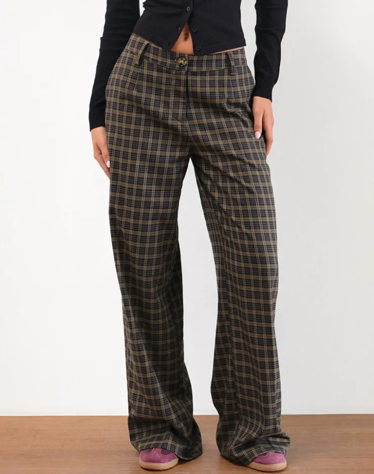 Women Motel Rocks Tailoring | Binar Trouser in Dark Brown Check