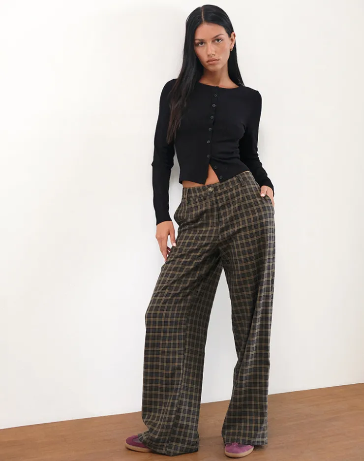 Women Motel Rocks Tailoring | Binar Trouser in Dark Brown Check