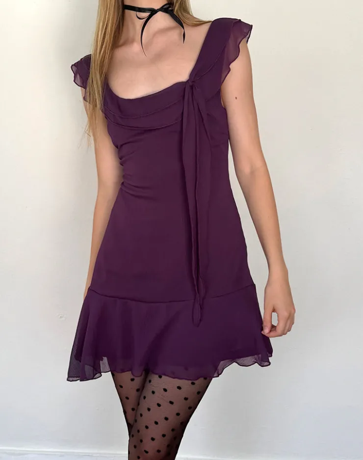 Women Motel Rocks Bodycon Dresses | Mini Dresses | Binita Mini Dress In Chiffon Aubergine