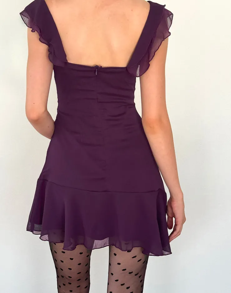 Women Motel Rocks Bodycon Dresses | Mini Dresses | Binita Mini Dress In Chiffon Aubergine