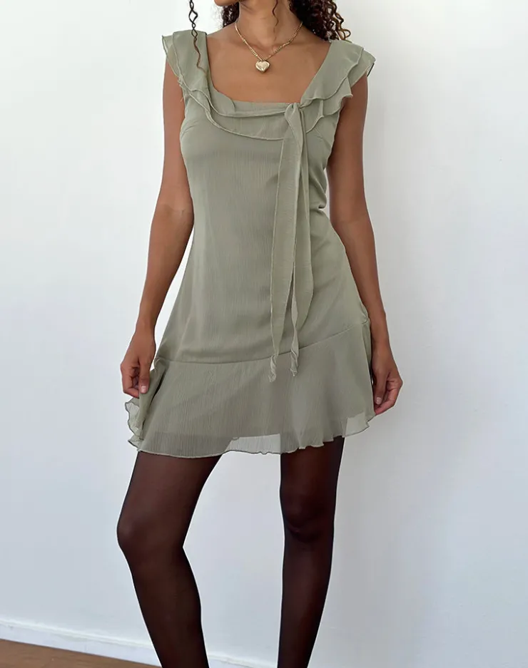 Women Motel Rocks Bodycon Dresses | Party Dresses | Binita Mini Dress In Chiffon Olive