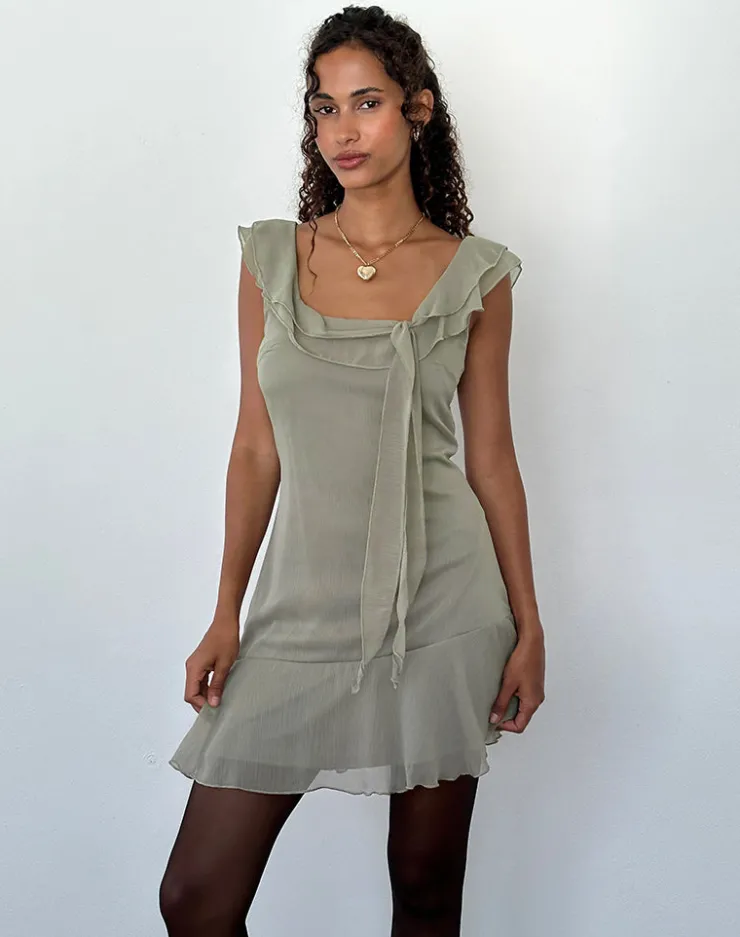 Women Motel Rocks Bodycon Dresses | Party Dresses | Binita Mini Dress In Chiffon Olive