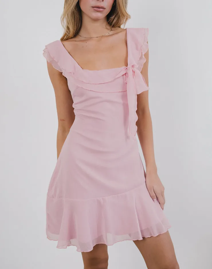 Women Motel Rocks Mini Dresses | Binita Mini Dress in Chiffon Peony