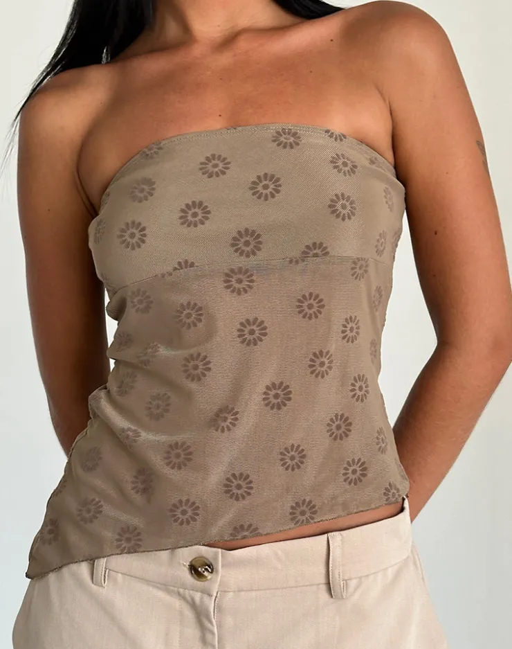 Women Motel Rocks Bandeau Tops | Bistara Top in Daisy Flock Light Brown