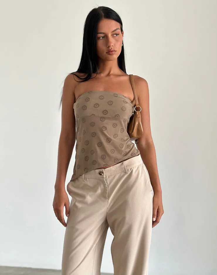 Women Motel Rocks Bandeau Tops | Bistara Top in Daisy Flock Light Brown