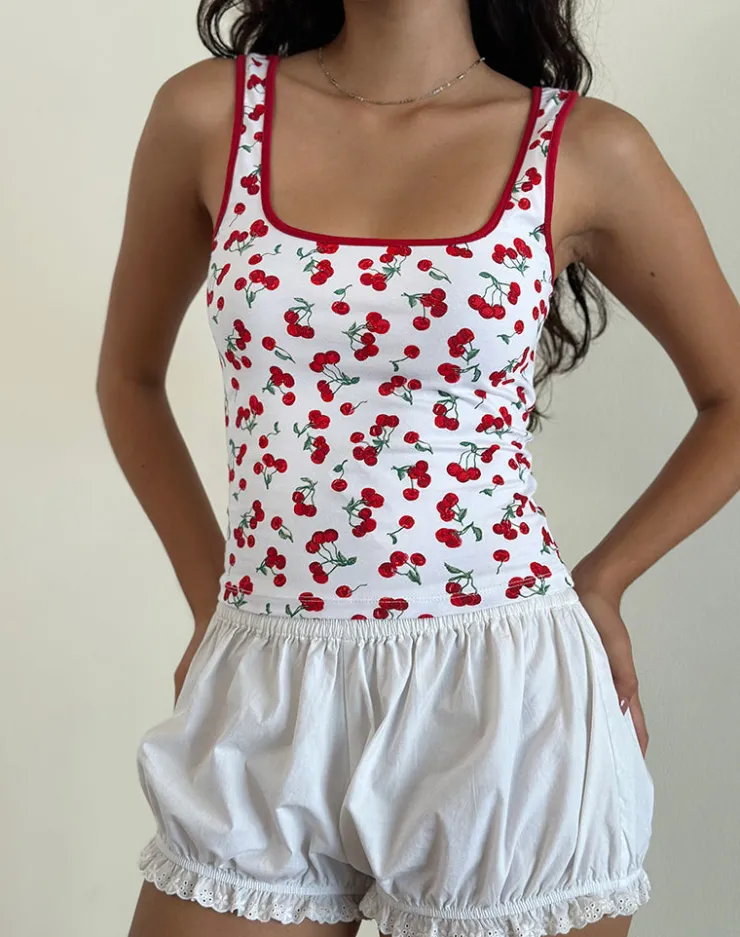 Women Motel Rocks Vest Tops | Strappy Tops | Blaira Top in Cherry Print White