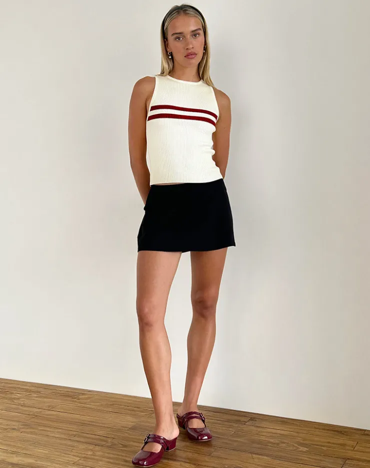 Women Motel Rocks Vest Tops | Bonisa Vest Top in Ivory with Red Stripes