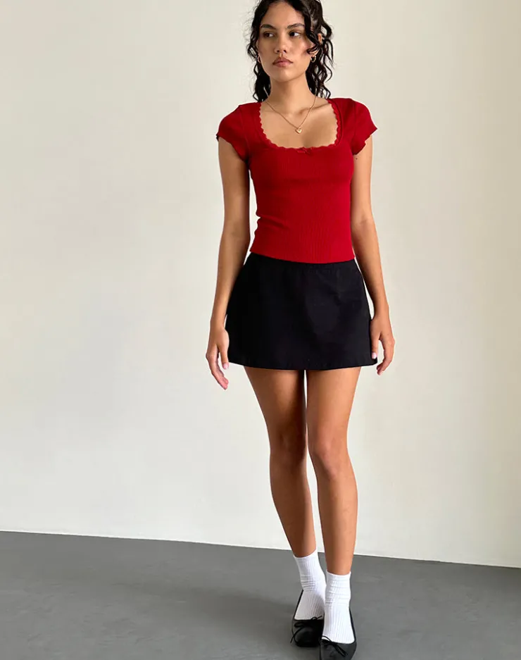 Women Motel Rocks Basics | Basic Tops | Bovillo Cap Sleeve Top in Adrenaline Red