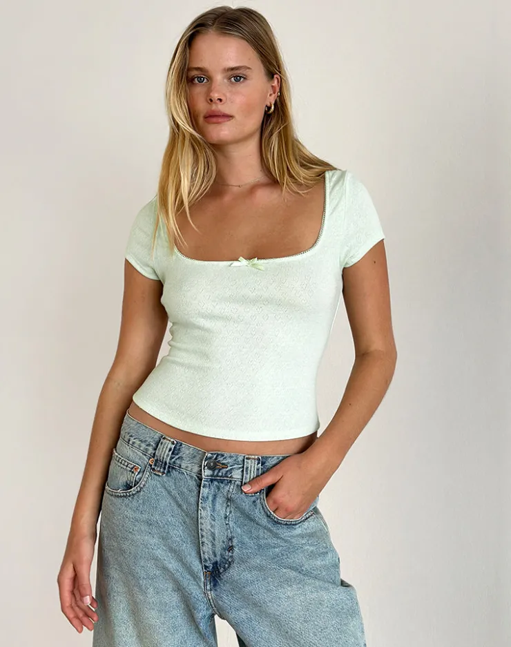 Women Motel Rocks Basic Tops | Bovillo Cap Sleeve Top in Soft Mint