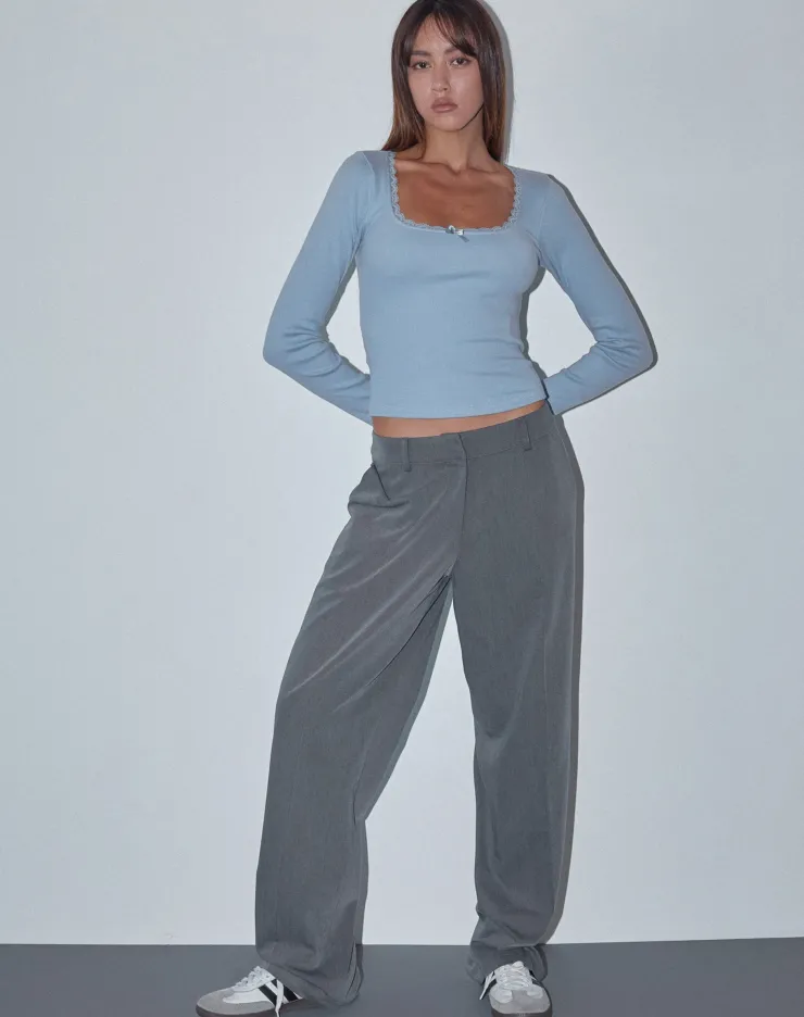 Women Motel Rocks Basics | Basic Tops | Bovita Long Sleeve Top in Nantucket Blue