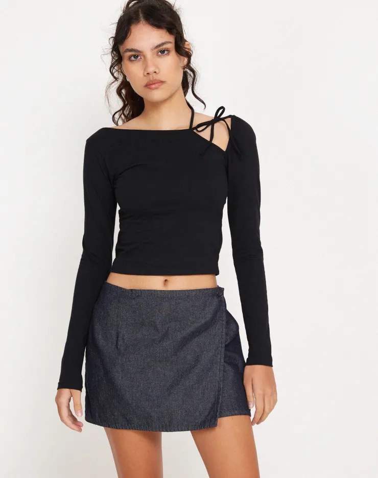 Women Motel Rocks Basics | Braya Wrap Mini Skirt in Dark Indigo