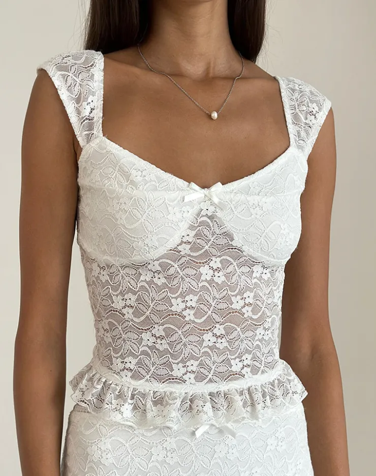 Women Motel Rocks Co-ords | Strappy Tops | Brietta Cami Top in Lace Ivory