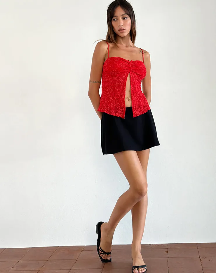 Women Motel Rocks Strappy Tops | Going Out Tops | Briony Top in Lace Red