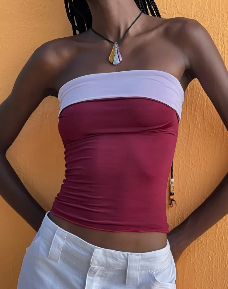 Women Motel Rocks Bandeau Tops | Brylee Bandeau Crop Top in Wine Lilac