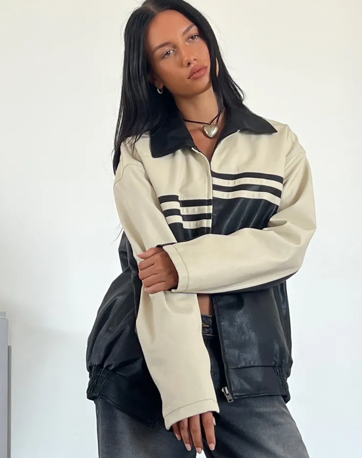 Women Motel Rocks Jackets | Calista Jacket in PU Black with Ivory