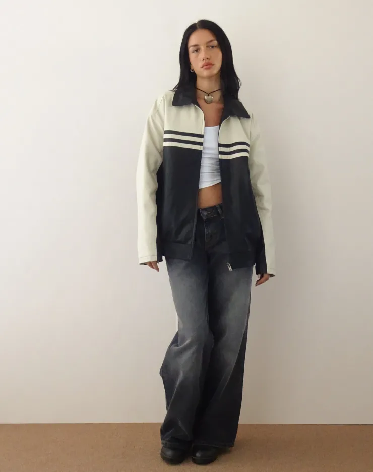 Women Motel Rocks Jackets | Calista Jacket in PU Black with Ivory